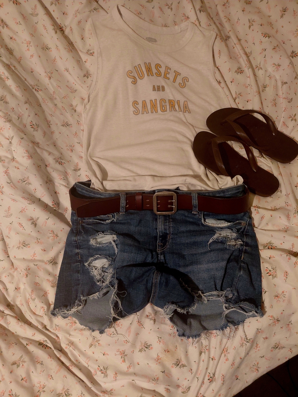 Old Navy White Tee with Pink Floral Accents
